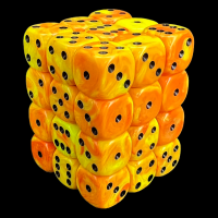 UK Made Dice Marble Inferno with Black 36 x D6 Dice Set
