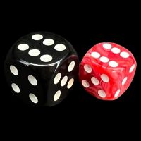 UK Made Dice Marble Pink & Red with White 12mm D6 Spot Dice