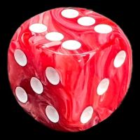 UK Made Dice Marble Pink & Red with White D6 Spot Dice