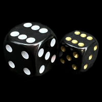 UK Made Dice Opaque Black with Gold 12mm D6 Spot Dice