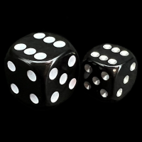 UK Made Dice Opaque Black with Silver 12mm D6 Spot Dice