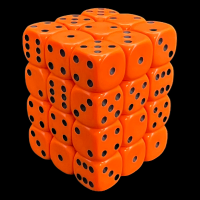 UK Made Dice Opaque Neon Orange with Black 36 x D6 Dice Set