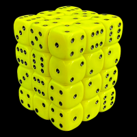 UK Made Dice Opaque Neon Yellow with Black 36 x D6 Dice Set