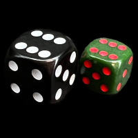 UK Made Dice Opaque Olive Green with Red 12mm D6 Spot Dice