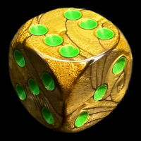 UK Made Dice Pearl Gold with Green D6 Spot Dice