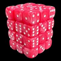 UK Made Dice Pearl Pink with White 36 x D6 Dice Set