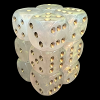 UK Made Dice Pearl Shimmer Ice with Gold 12 x D6 Dice Set