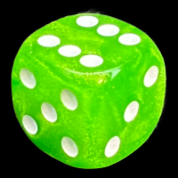 UK Made Dice Lustrous Lime with White D6 Spot Dice