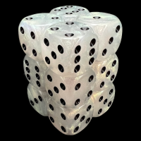 UK Made Dice Iridescent Ice with Black 12 x D6 Dice Set