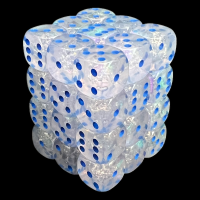 UK Made Dice Translucent Irridescent Diamond Bubble with Blue 36 x D6 Dice Set