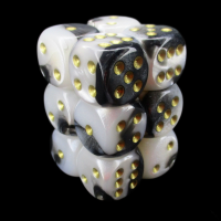 Würfelzeit Alyen Vision White & Black 12 x D6 Dice Set