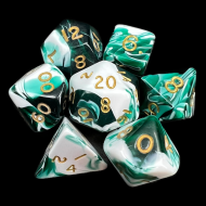 D&G Marble Green & White 7 Dice Polyset