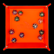HALF PRICE TDSO Folding Orange Square Faux Leather Dice Tray