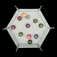 HALF PRICE TDSO Folding Grey Hexagonal Felt Dice Tray