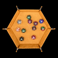 HALF PRICE TDSO Folding Tan Brown Hexagonal Felt Dice Tray