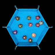 HALF PRICE TDSO Folding Teal Hexagonal Felt Dice Tray