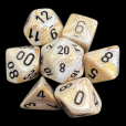 Chessex Marble Ivory & Black 7 Dice Polyset