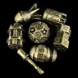 TDSO Metal Bomb Antique Gold 7 Dice Polyset